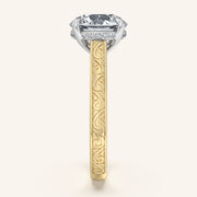 Image for Round Engraved Cathedral Engagement Ring | 18k Two Tone