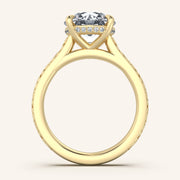 Image for Round Engraved Cathedral Engagement Ring | 14k Yellow Gold