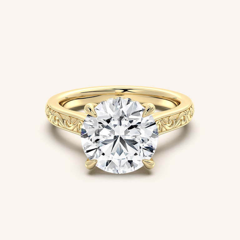 Image for Engraved Cathedral Engagement Ring | 18k Yellow Gold