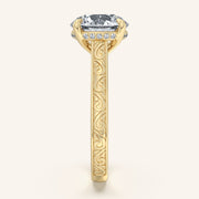 Image for Round Engraved Cathedral Engagement Ring | 14k Yellow Gold