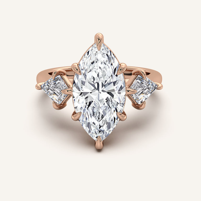 Image for Kite Shaped Side Stone Marquise Ring | 18k Rose Gold