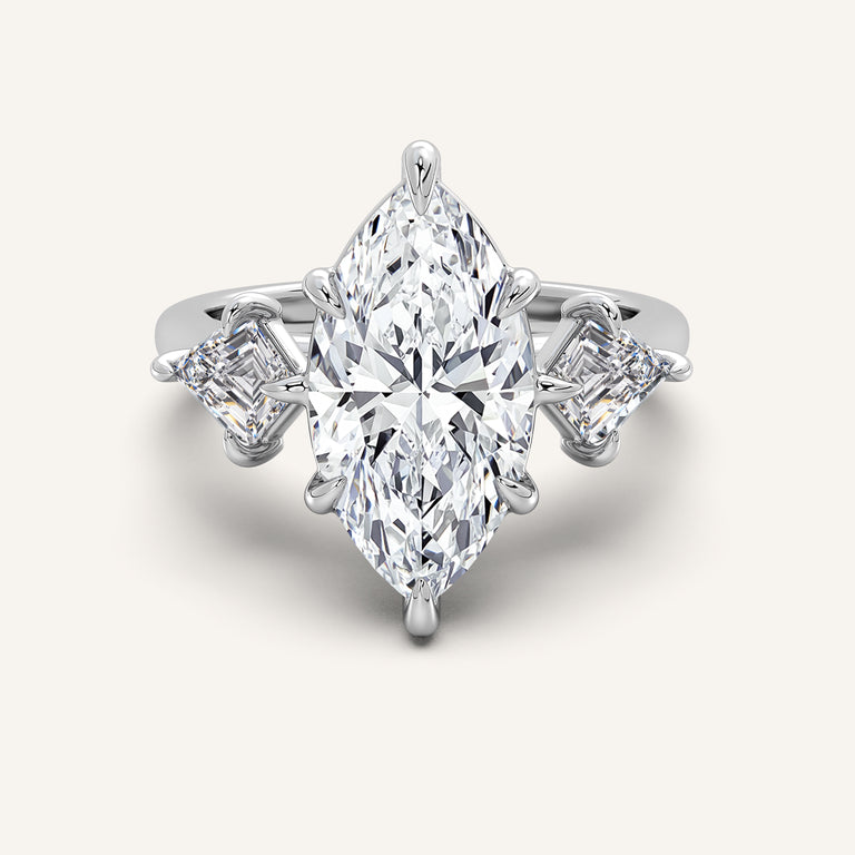 Image for Kite Shaped Side Stone Marquise Ring | Platinum