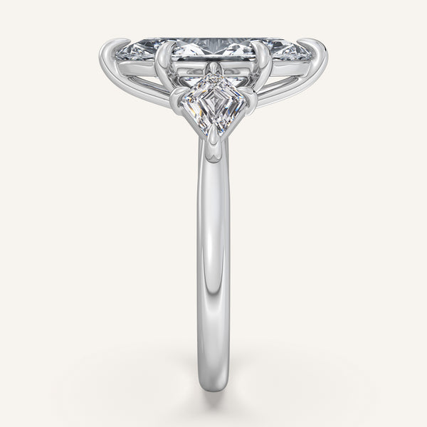 Kite Shaped Side Stone Marquise Ring | Platinum