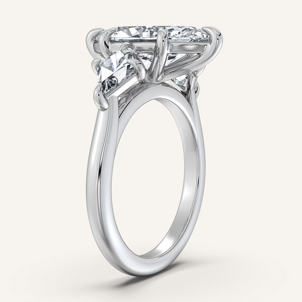Kite Shaped Side Stone Marquise Ring | 18k White Gold