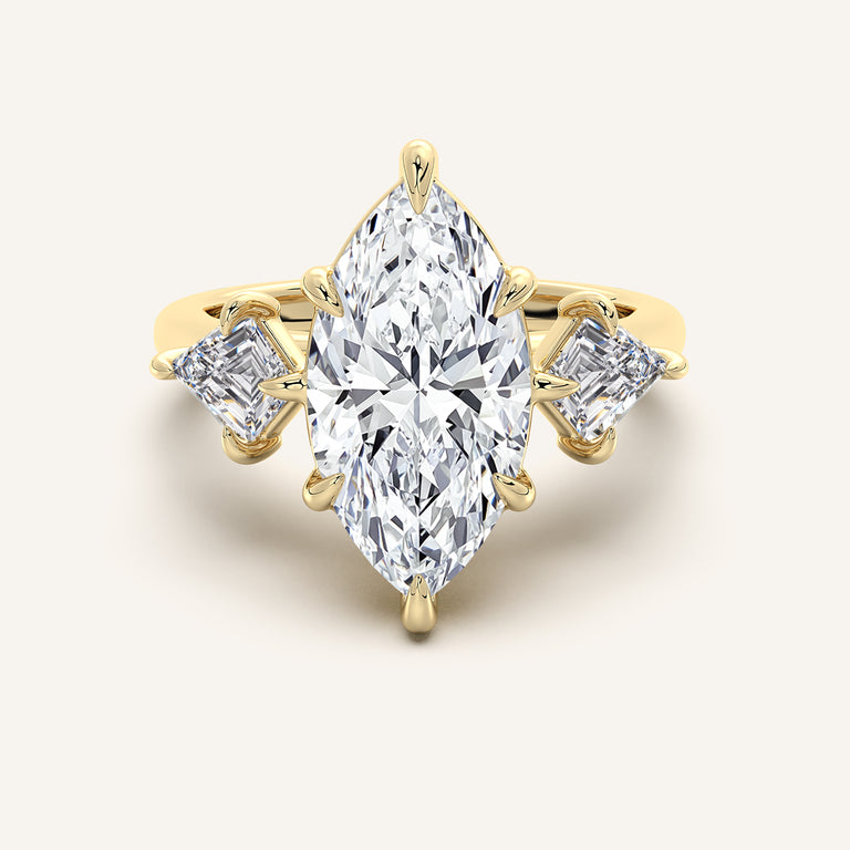 Image for Kite Shaped Side Stone Marquise Ring | 18k Yellow Gold