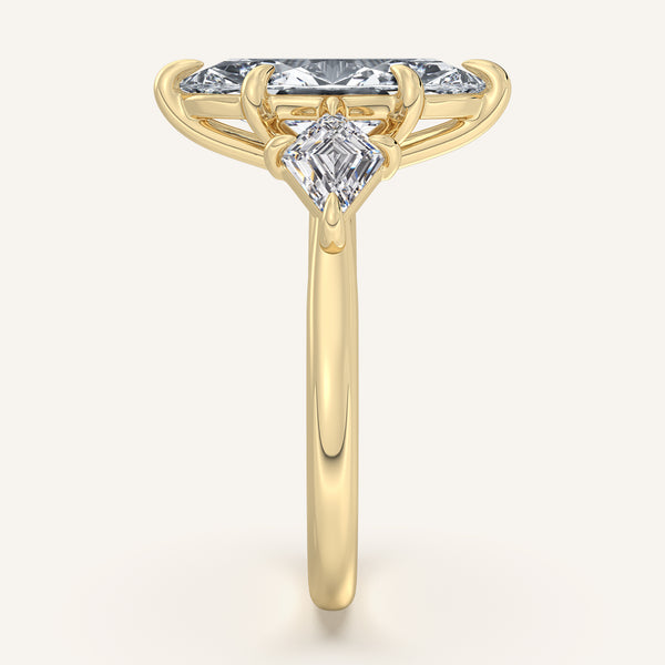 Kite Shaped Side Stone Marquise Ring | 18k Yellow Gold