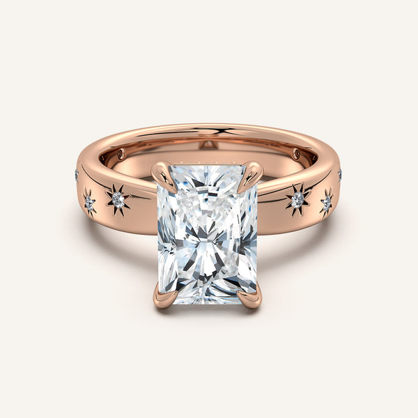 Radiant Cut Celestial Engagement Ring | 18k Rose Gold