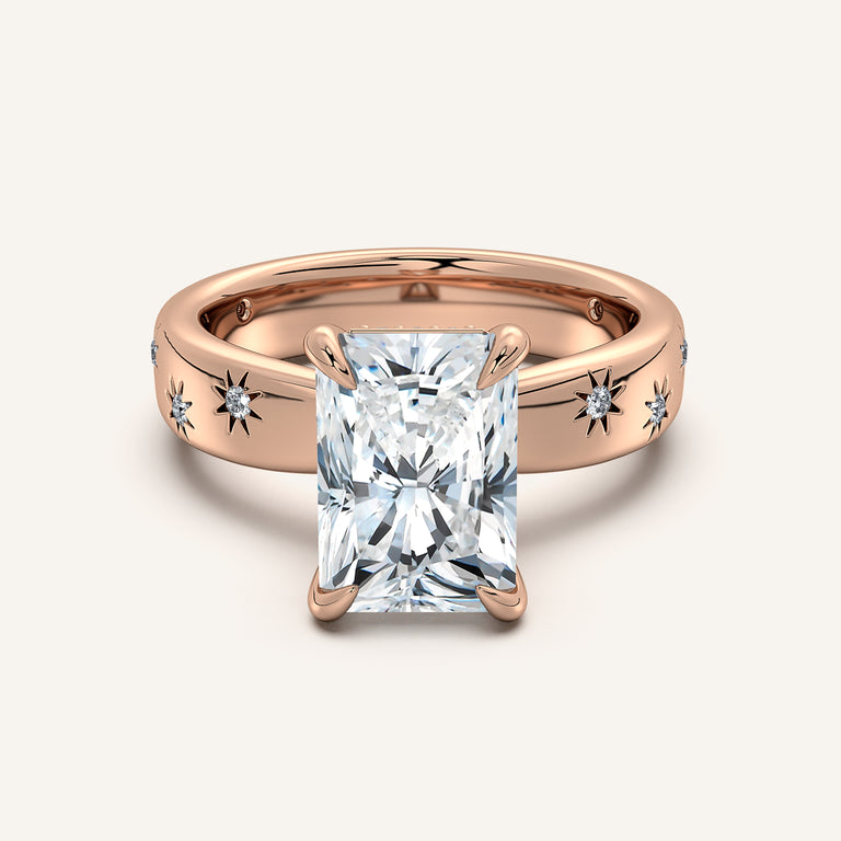Image for Radiant Cut Celestial Engagement Ring | 18k Rose Gold