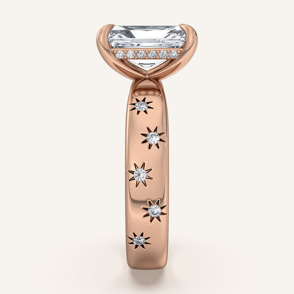 Radiant Cut Celestial Engagement Ring | 18k Rose Gold