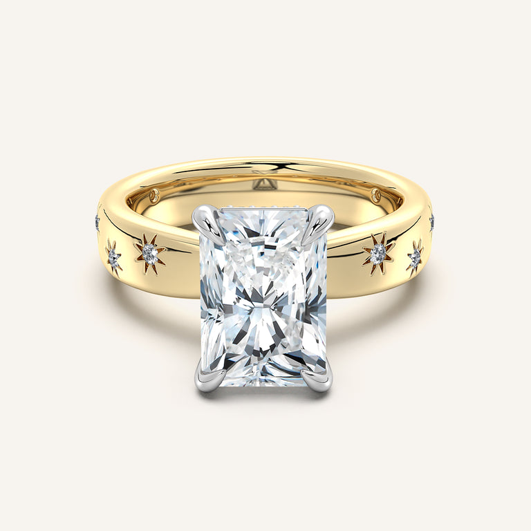 Image for Radiant Cut Celestial Engagement Ring | 18k Two Tone Gold