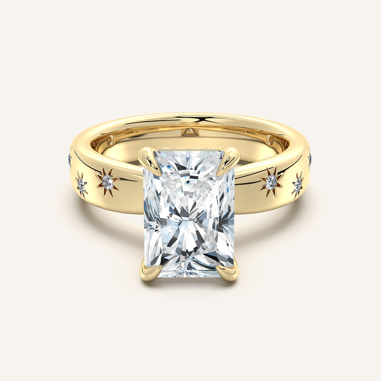 Image for Radiant Cut Celestial Engagement Ring | 18k Yellow Gold