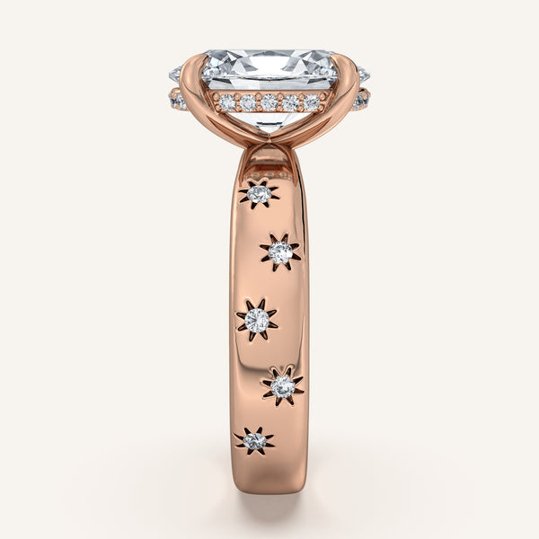 Oval Celestial Engagement Ring | 18k Rose Gold