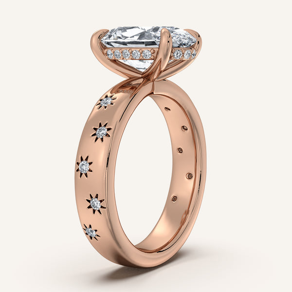Oval Celestial Engagement Ring | 14k Rose Gold