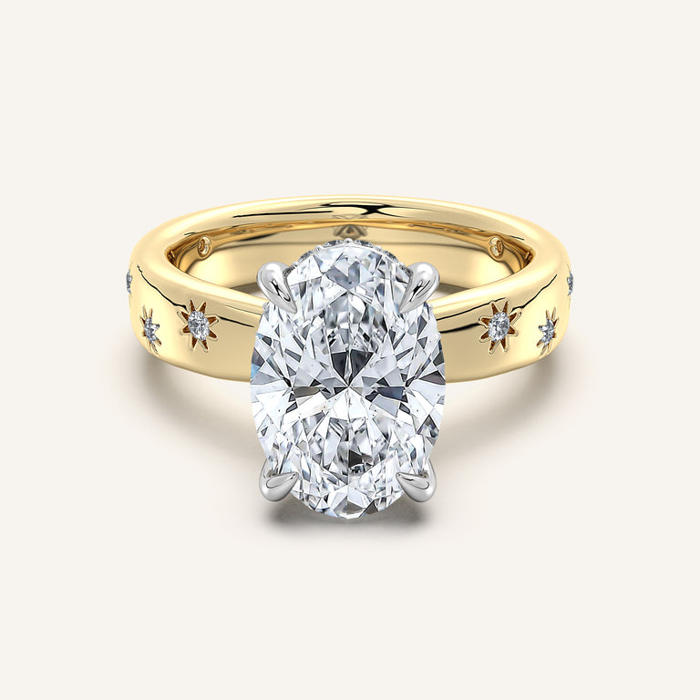 Image for Oval Celestial Engagement Ring | 18k Two Tone Gold