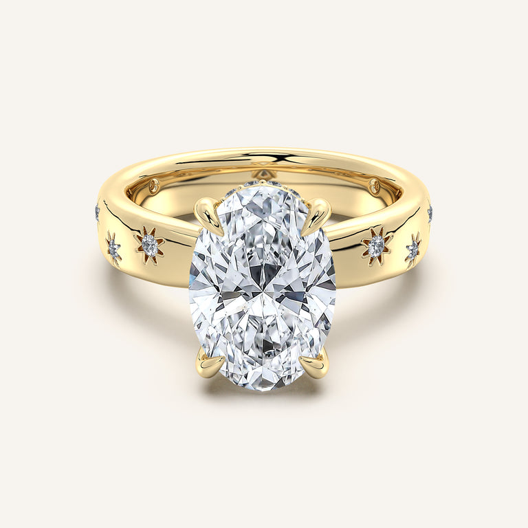 Image for Oval Celestial Engagement Ring | 18k Yellow Gold