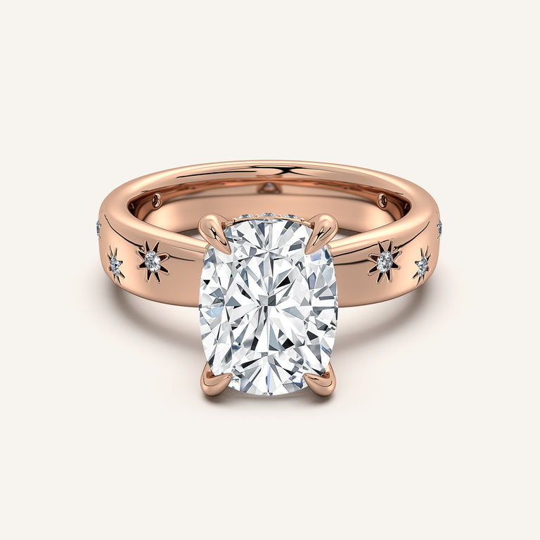 Image for Cushion Cut Celestial Engagement Ring | 14k Rose Gold
