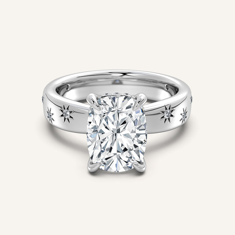 Image for Cushion Cut Celestial Engagement Ring | 14k White Gold