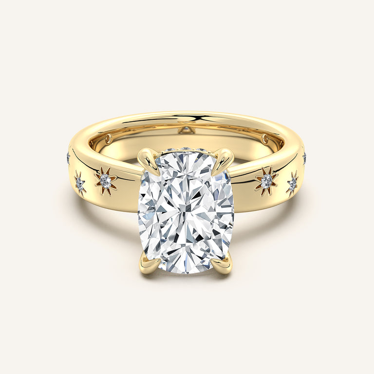 Image for Cushion Cut Celestial Engagement Ring | 14k Yellow Gold
