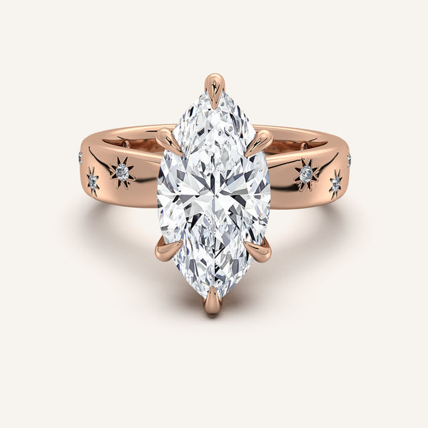 Marquise Celestial Engagement Ring | 18k Rose Gold