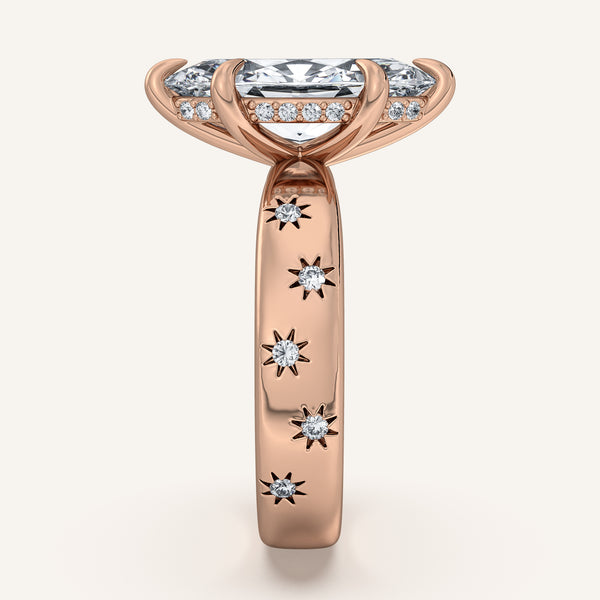 Marquise Celestial Engagement Ring | 18k Rose Gold