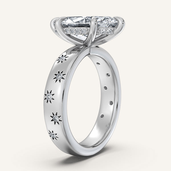 Marquise Celestial Engagement Ring | 18k White Gold