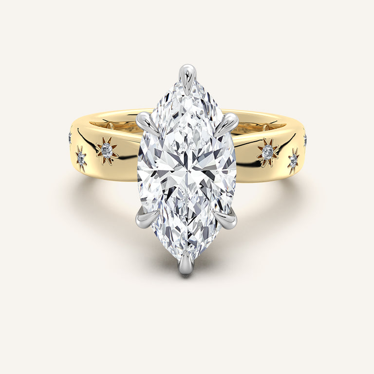 Image for Marquise Celestial Engagement Ring | 18k Two Tone Gold