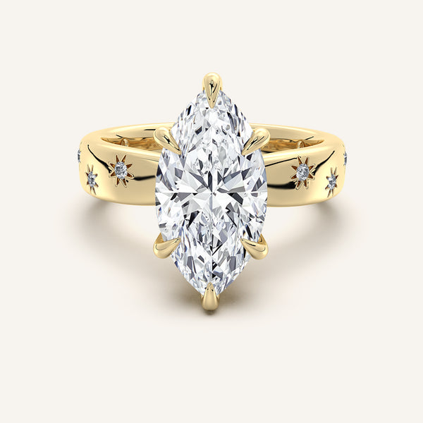 Marquise Celestial Engagement Ring | 18k Yellow Gold