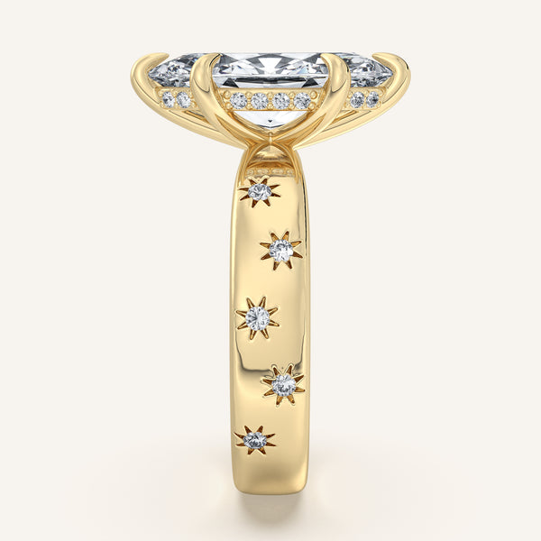 Marquise Celestial Engagement Ring | 18k Yellow Gold