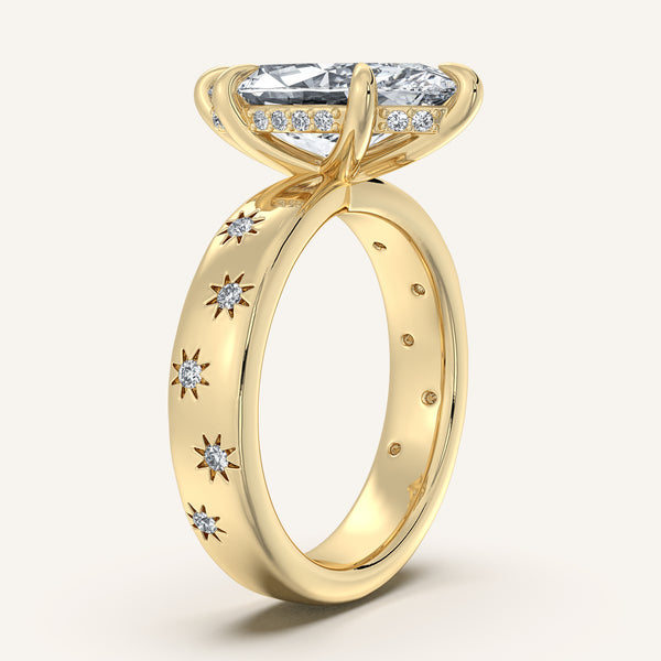 Marquise Celestial Engagement Ring | 18k Yellow Gold