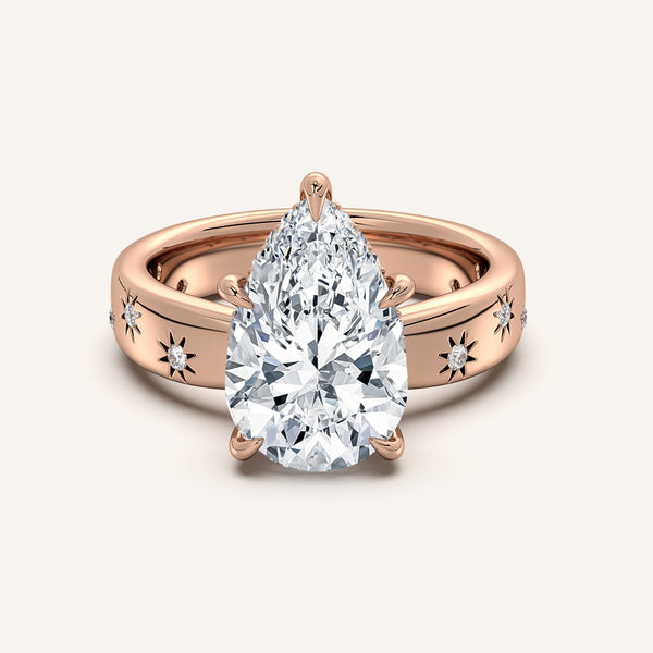 Pear Shape Celestial Engagement Ring | 18k Rose Gold