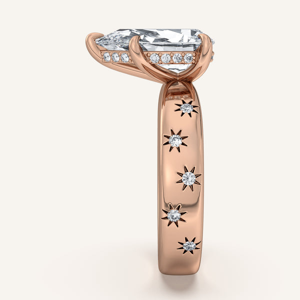 Pear Shape Celestial Engagement Ring | 18k Rose Gold