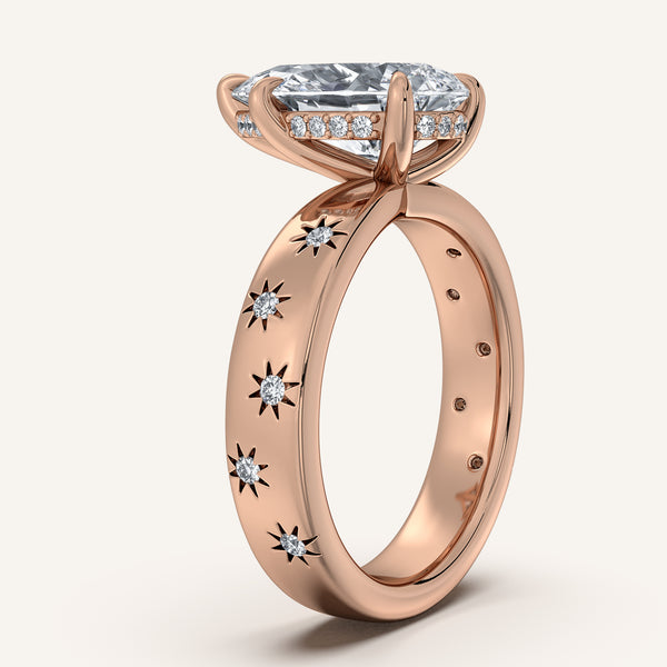 Pear Shape Celestial Engagement Ring | 18k Rose Gold