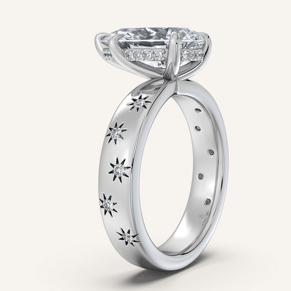 Pear Shape Celestial Engagement Ring | 18k White Gold