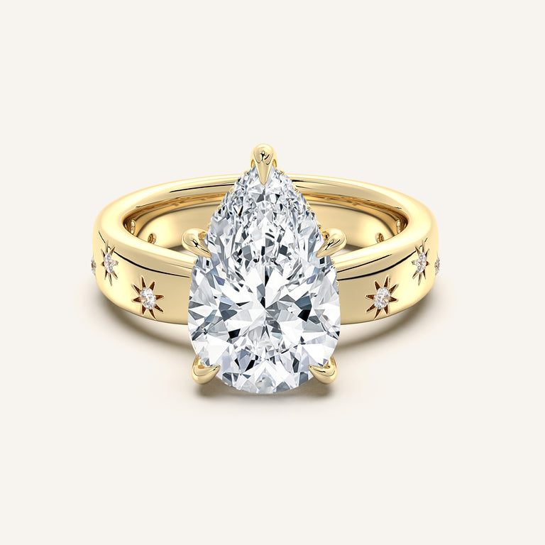 Image for Pear Shape Celestial Engagement Ring | 18k Yellow Gold