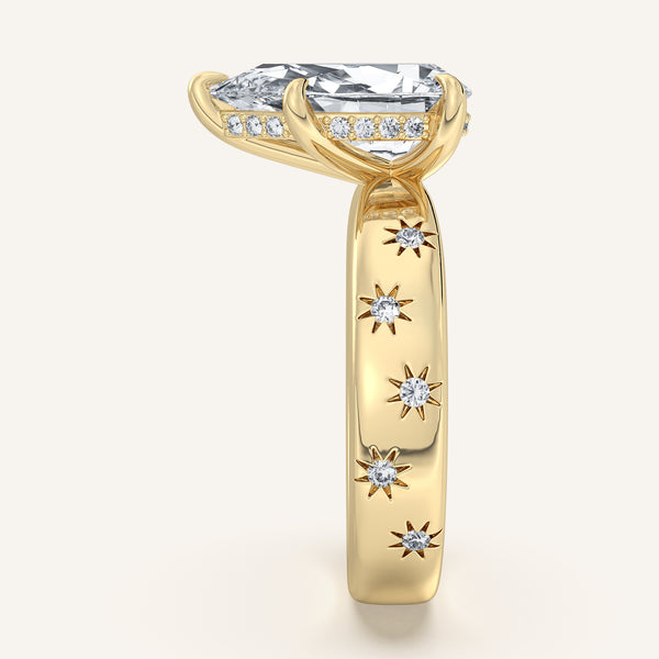 Pear Shape Celestial Engagement Ring | 18k Yellow Gold