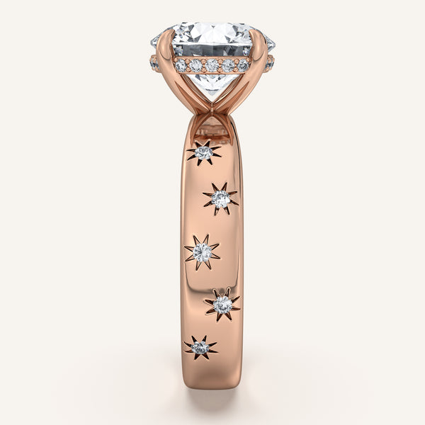 Round Celestial Engagement Ring | 18k Rose Gold