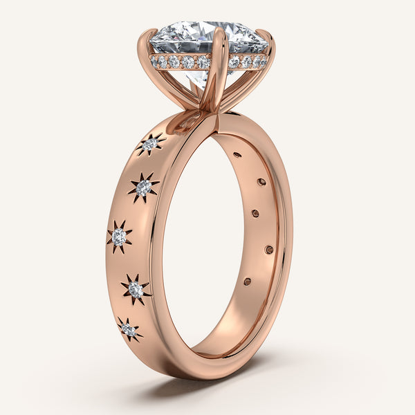 Round Celestial Engagement Ring | 18k Rose Gold