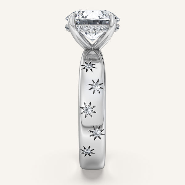Round Celestial Engagement Ring | 18k White Gold