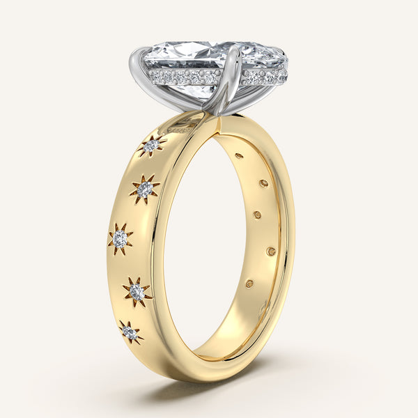 Moval Celestial Engagement Ring | 18k Two Tone Gold