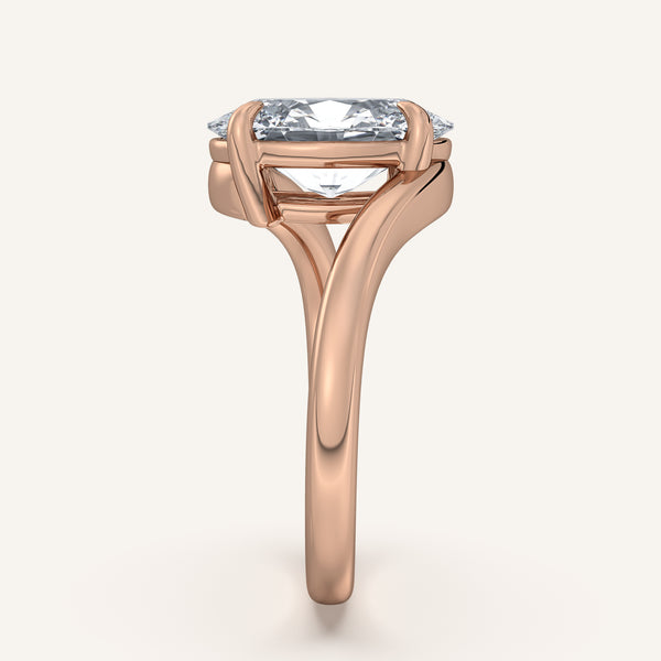 Oval Bypass Engagement Ring | 18k Rose Gold