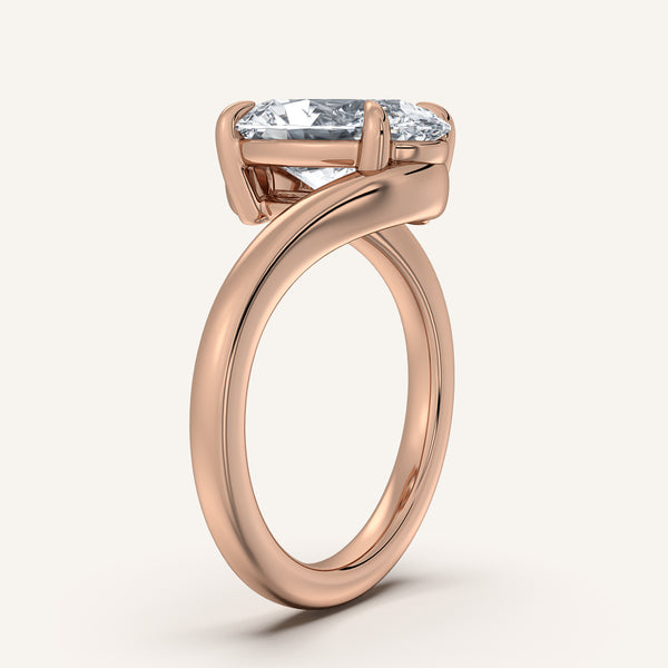 Oval Bypass Engagement Ring | 18k Rose Gold