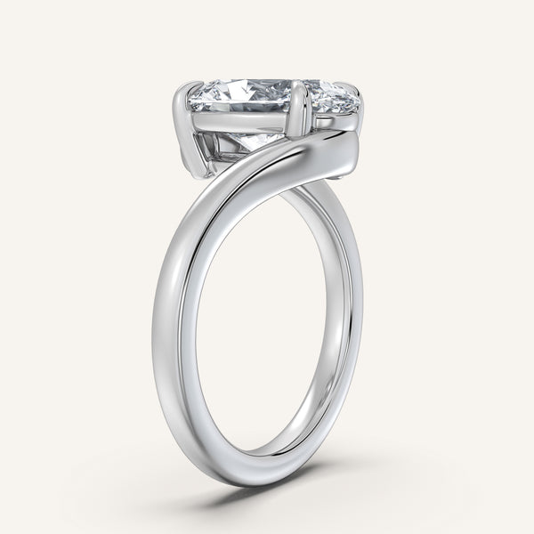 Oval Bypass Engagement Ring | 18k White Gold