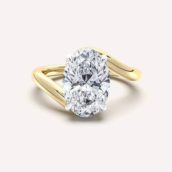Oval Bypass Engagement Ring | 14k Two Tone