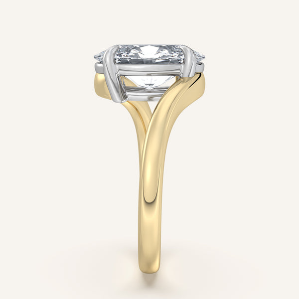 Oval Bypass Engagement Ring | 14k Two Tone