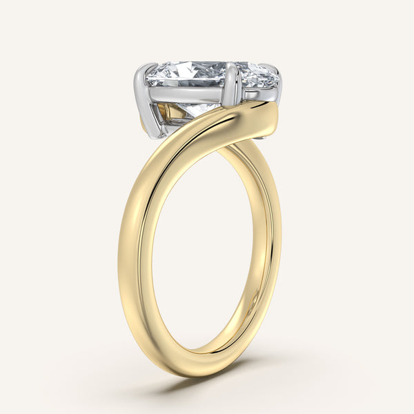 Oval Bypass Engagement Ring | 14k Two Tone