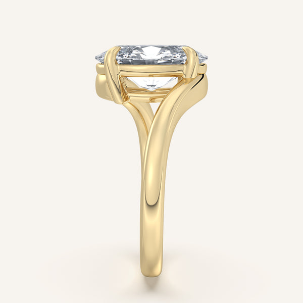 Oval Bypass Engagement Ring | 18k Yellow Gold