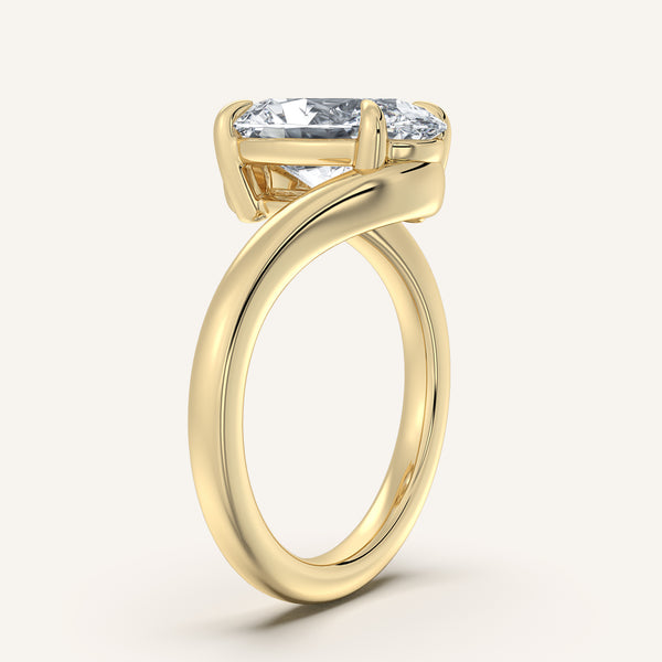 Oval Bypass Engagement Ring | 18k Yellow Gold