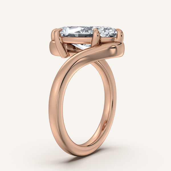 Marquise Bypass Engagement Ring | 14k Rose Gold