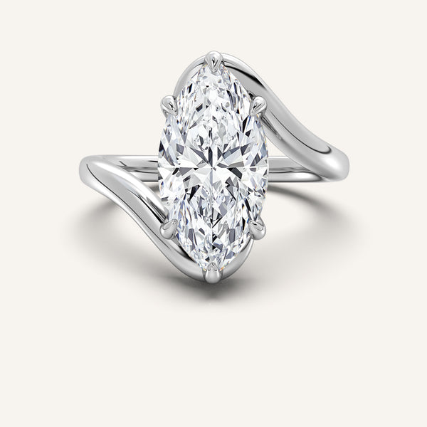 Marquise Bypass Engagement Ring | 14k White Gold