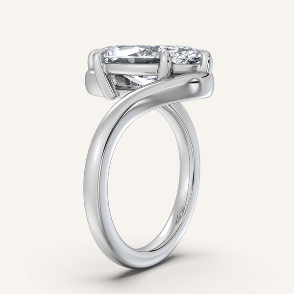 Marquise Bypass Engagement Ring | 18k White Gold